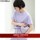 COCOBELLA字母刺繡糖果色圓領(lǐng)短袖T恤女夏簡(jiǎn)約舒適半袖TS532 紫色 M