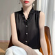【爆款輕奢】法式花邊領(lǐng)V領(lǐng)無(wú)袖背心木耳邊無(wú)袖襯衫氣質(zhì)上衣百搭 黑色 3XL 【建議150-165斤】