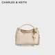 CHARLES&KEITH26春新品復古鏈條鱷魚(yú)紋手提凱莉包CK2-30271709-1 DUSTED OAT塵霧燕麥色 S