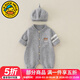 G.duck童裝嬰兒連體衣春秋季新生兒寶寶衣服小熊針織滿(mǎn)月服外出長(cháng)袖爬服 灰色+帽子 90cm 90碼建議80-1歲半-2歲
