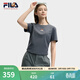 FILA 斐樂(lè )韓素希同款女子針織短袖衫夏季新款修身小狐貍刺繡T恤 默魅灰-DY L 170/88A/L