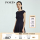 PORTS寶姿商場(chǎng)同款新品女裝氣質(zhì)純色修身短袖連衣裙LL8N021RWE005 丈青 L (8)