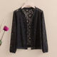 新款披肩外套女潮春夏裝大碼中款蕾絲開(kāi)衫長(cháng)袖防曬衣空調衫薄上衣 099短款黑色 XL 80-100斤