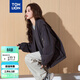 唐獅（TonLion）2025春女無(wú)領(lǐng)夾克外套復古休閑百搭 炭灰  L 