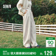 森馬（Semir）休閑褲女春中縫肌理長(cháng)褲掛飾半松緊腰寬松2026彎刀褲10A126127001