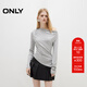 ONLY2025夏季新款純色一字蕩領(lǐng)不規則下擺長(cháng)袖T恤女|125301011 G47 淺花灰色 L
