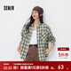 森馬（Semir）長(cháng)袖襯衫女春季中長(cháng)款oversize翻領(lǐng)落肩格紋上衣女生復古襯衣 綠色調00444 L (165) /88A