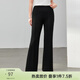 纖莉秀【舒適松緊腰百搭微喇顯瘦褲子】大碼女裝胖mm春裝新款1334 黑色 2XL