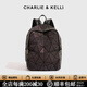 CHARLIE&KELLI CK品牌背包女2026新款幾何菱格雙肩包大容量開(kāi)學(xué)書(shū)包新學(xué)期校園 夜光黑【母親節生日520情人節禮物】