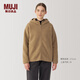 MUJI 女式 長(cháng)毛抓絨 連帽衫 搖粒絨外套冬季款長(cháng)袖女裝上衣BB2QOA4A 米色 M(160/84A)