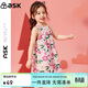 ASK JUNIOR女童連衣裙夏季小童舒適透氣時(shí)尚大花滿(mǎn)印兒童吊帶公主裙  110