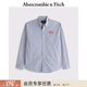 Abercrombie & Fitch美式通勤高級感府綢舒適條紋長(cháng)袖襯衫25秋冬男裝125-5223 靛藍色 XS (170/84A)