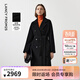 朗姿騏驥紅【王楚然同款】純羊毛通勤大衣修身毛呢外套冬季新款 黑色 L