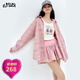 妖精的口袋多巴胺彩色格紋襯衫裙褲兩件套裝女2025年春夏新款減齡 俏麗粉色 S