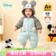 迪士尼（Disney）嬰兒寶寶85鴨絨羽絨服紅色拜年服連體衣可愛(ài)卡通外出保暖抱衣 【85鴨絨】藍灰拼色米奇 90 （建議15-24個(gè)月身高80-90cm)