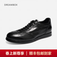 dreambox鈞博石洗馬皮夏季透氣德訓鞋輕便舒適男士平底休閑板鞋 暗黑色 43 男碼