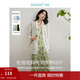 茵曼（INMAN）薄荷曼波法式碎花吊帶連衣裙套裝2025春秋季女裝新品氣質(zhì)長(cháng) 青綠 M