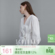 三彩2025夏季新款解構白襯衫V領(lǐng)收腰褶皺襯衣設計感通勤極簡(jiǎn)風(fēng)S
