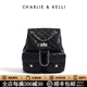 CHARLIE&KELLI CK品牌包包女款2026新款菱格鏈條雙肩包百搭小背包學(xué)生開(kāi)學(xué)書(shū)包 騎士黑【母親節生日520情人節禮物】