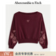 Abercrombie & Fitch美式毛圈布舒適百搭潮流時(shí)尚圖案露肩衛衣25秋季女裝152-5244 酒紅色 XS (160/84A)
