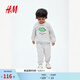 H&M春季童裝男嬰2件式拉絨內里印花衛衣套裝1292690 混淺灰色/New York City 110 56 (3-4Y)