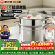 康巴赫蒸鍋304不銹鋼大容量湯鍋多功能蒸煮鍋具24cm復底燃氣電磁爐通用