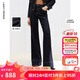 朗姿法式棉質(zhì)微喇叭牛仔長(cháng)褲修身復古百搭闊腿直筒冬季新款 深藏青色 L