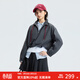 美特斯邦威夾克女2026春季新款寬松潮流半開(kāi)領(lǐng)假兩件拼接撞色外套 灰色組 S 155/80A