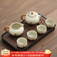唐豐汝窯功夫茶具套裝家用辦公室高檔陶瓷泡茶壺茶杯茶盤(pán)整套喬遷禮物 四秋茶盤(pán)+汝窯江崖西施壺+公杯4杯