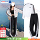阿迪達斯（adidas）運動(dòng)套裝女 2026春季新款時(shí)尚連帽外套寬松闊腿長(cháng)褲子梭織兩件套 時(shí)尚兩件套【黑白撞色】 M