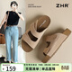ZHR半拖涼鞋女夏季輕質(zhì)厚底勃肯拖鞋女質(zhì)感透氣女鞋 AB63 卡其色 38