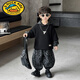G.duck男童秋季套裝新款衛衣痞帥韓版中小童秋裝潮酷男寶兩件套運動(dòng) 黑色豹紋男童套裝 120