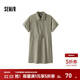 森馬（Semir）連衣裙女翻領(lǐng)燈籠袖鹽系休閑風(fēng)2025新款夏季防曬收腰短裙戶(hù)外 土灰綠40964 S