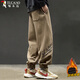 啄木鳥(niǎo)（TUCANO）休閑褲男春秋季重磅美式嘻哈字母潮束腳寬松新款加絨運動(dòng)褲男褲子 加絨 棕色【保暖】 XL 【適合140-160斤】