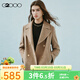 G2000【綿羊毛混紡】G2000女裝商場(chǎng)新款舒適保暖雙排扣毛呢大衣 經(jīng)典大翻領(lǐng)-棕色 M