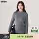 MsShe【半高領(lǐng)V形分割毛衣】大碼女裝2025冬裝胖mm顯瘦打底針織衫 花灰色現貨 3XL