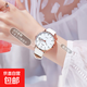 中學(xué)生手表女新款靜音初高中學(xué)生考試石英女士生日禮物夜光電子表 白面雙日歷白帶 機械式掃秒走時(shí)