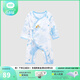 良良（liangliang）嬰兒內衣新生兒衣服寶寶綁帶連體衣包屁衣夏季爬服純棉透氣薄款夏 印花綁帶-藍 66cm