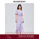 MAXRIENY春季新款度假風(fēng)長(cháng)裙精致優(yōu)雅雪紡印花連衣裙 紫花 L
