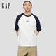 GAPGap男女裝2026春季款純棉logo撞色插肩短袖T恤725618 海軍藍 M (170/92A) 亞洲尺碼【偏大，建議拍小一碼】