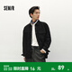 森馬（Semir）長(cháng)袖襯衫男格紋絨感牛仔外套不規則下擺冬季寬松翻領(lǐng)上衣時(shí)尚 牛仔水洗黑98201 L