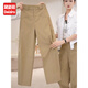 黛姿茹女士休閑褲女2026春裝新款高腰寬松香蕉褲垂感直筒闊腿彎刀褲子 卡其色 M (27) 推薦95-105斤