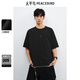 太平鳥(niǎo)男裝 純色刺繡重磅短袖T恤夏體恤B2CNF2177 黑色1 XL