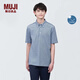 MUJI MUJI 男式 防紫外線(xiàn) 涼感珠地網(wǎng)眼紐扣領(lǐng)短袖POLO衫男士純棉防曬 藏青色 S (165/84A)