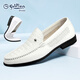 金利來(lái)（Goldlion）涼鞋男 夏季圓頭套腳鏤空男鞋 沖孔透氣商務(wù)正裝白色涼皮鞋男 白色 39 比標準碼皮鞋偏大一碼