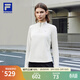 FILA 斐樂(lè )官方女子針織長(cháng)袖衫2025冬季新款健身運動(dòng)加絨半拉鏈長(cháng)T 淺粉灰-GY L 170/88A/L