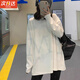 JIOESC女長(cháng)袖t恤打底衫白色寬松打底韓版寬松打底衫春秋新款內搭可外穿 白色長(cháng)袖 M  建議90-0斤
