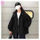 馨顏工裝外套女2026春季新款BF風(fēng)上衣學(xué)生韓版寬松立領(lǐng)慵懶風(fēng)衣外套女 黑色 M 建議95-105斤