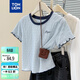唐獅（TonLion）2025夏女木耳邊撞色短袖T恤