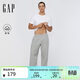 蓋璞（GAP）男女裝秋季款膠印logo松緊腰抓絨寬松休閑直筒衛褲長(cháng)褲786440